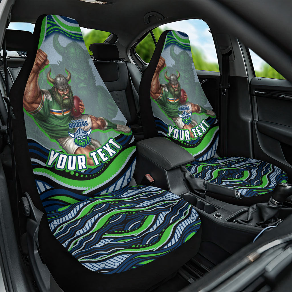 Personalized Canberra Raiders Car Seat Cover Aboriginal Dot Art - Dreamtime Rugby Mascot