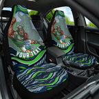Personalized Canberra Raiders Car Seat Cover Aboriginal Dot Art - Dreamtime Rugby Mascot