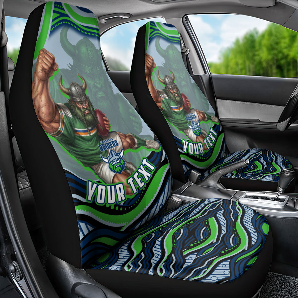 Personalized Canberra Raiders Car Seat Cover Aboriginal Dot Art - Dreamtime Rugby Mascot