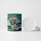 Personalized Canberra Raiders Ceramic Mug Aboriginal Dot Art - Dreamtime Rugby Mascot
