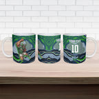 Personalized Canberra Raiders Ceramic Mug Aboriginal Dot Art - Dreamtime Rugby Mascot