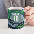 Personalized Canberra Raiders Ceramic Mug Aboriginal Dot Art - Dreamtime Rugby Mascot
