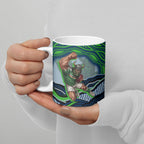 Personalized Canberra Raiders Ceramic Mug Aboriginal Dot Art - Dreamtime Rugby Mascot