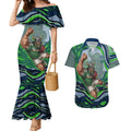 Personalized Canberra Raiders Couples Matching Mermaid Dress and Hawaiian Shirt Aboriginal Dot Art - Dreamtime Rugby Mascot