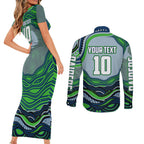Personalized Canberra Raiders Couples Matching Short Sleeve Bodycon Dress and Long Sleeve Button Shirt Aboriginal Dot Art - Dreamtime Rugby Mascot