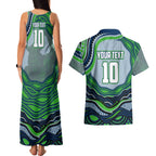 Personalized Canberra Raiders Couples Matching Tank Maxi Dress and Hawaiian Shirt Aboriginal Dot Art - Dreamtime Rugby Mascot