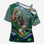 Personalized Canberra Raiders Cross Shoulder Shirt Aboriginal Dot Art - Dreamtime Rugby Mascot