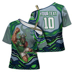 Personalized Canberra Raiders Cross Shoulder Shirt Aboriginal Dot Art - Dreamtime Rugby Mascot