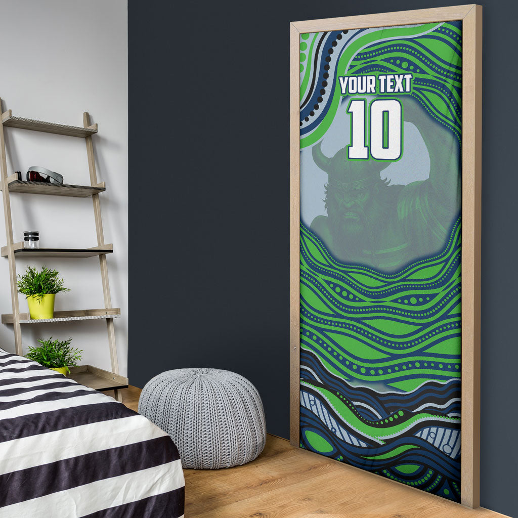 Personalized Canberra Raiders Door Cover Aboriginal Dot Art - Dreamtime Rugby Mascot