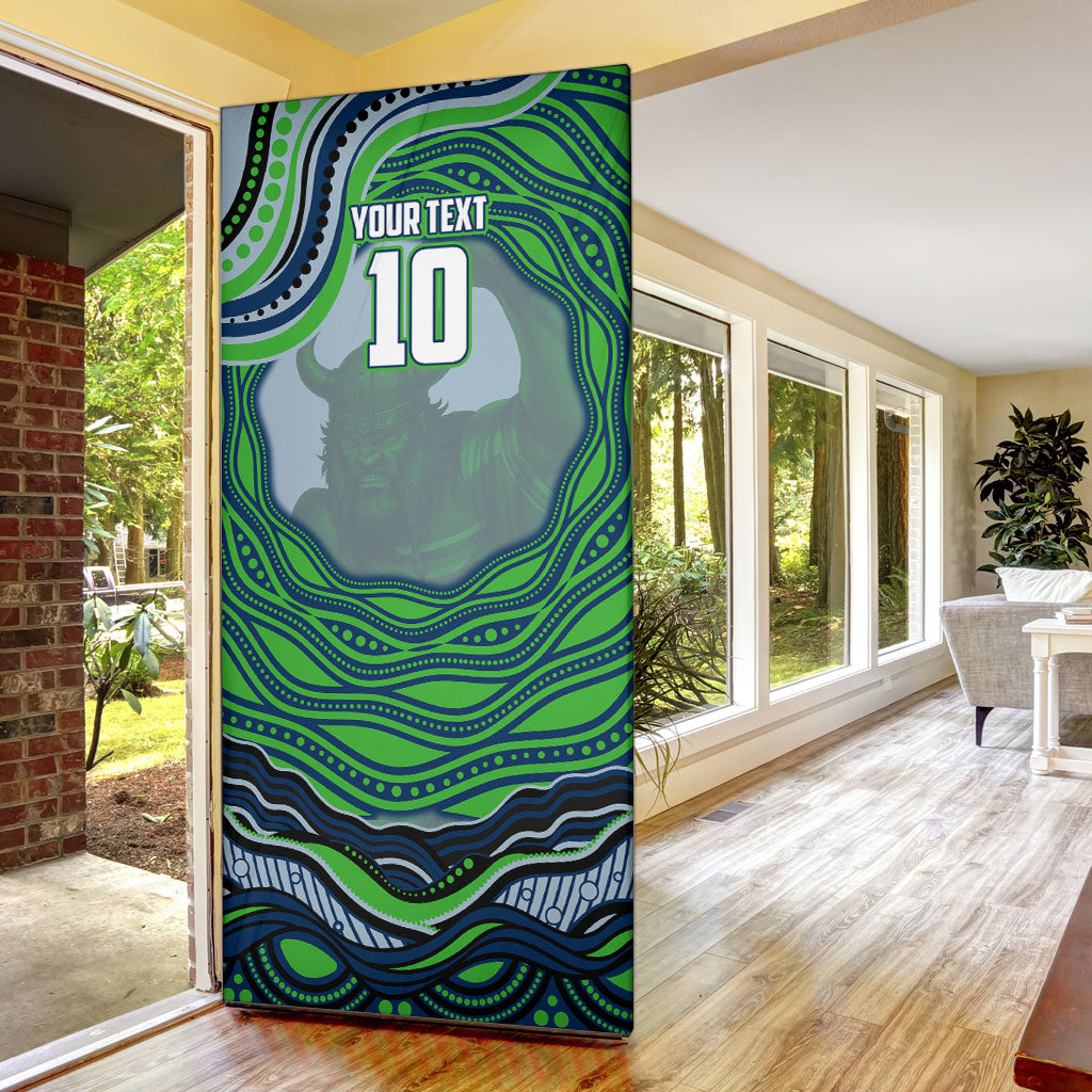 Personalized Canberra Raiders Door Cover Aboriginal Dot Art - Dreamtime Rugby Mascot