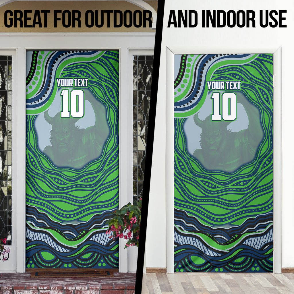 Personalized Canberra Raiders Door Cover Aboriginal Dot Art - Dreamtime Rugby Mascot
