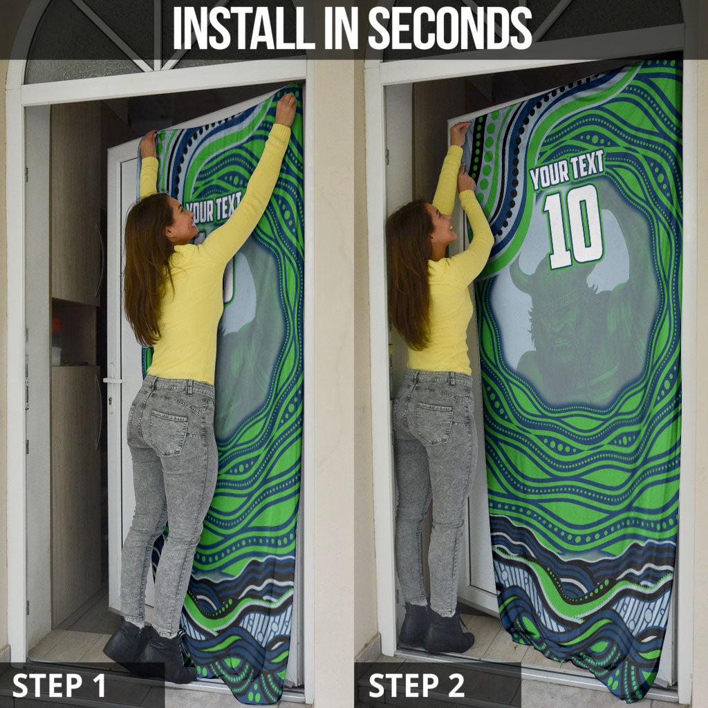 Personalized Canberra Raiders Door Cover Aboriginal Dot Art - Dreamtime Rugby Mascot
