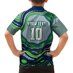 Personalized Canberra Raiders Family Matching Long Sleeve Bodycon Dress and Hawaiian Shirt Aboriginal Dot Art - Dreamtime Rugby Mascot
