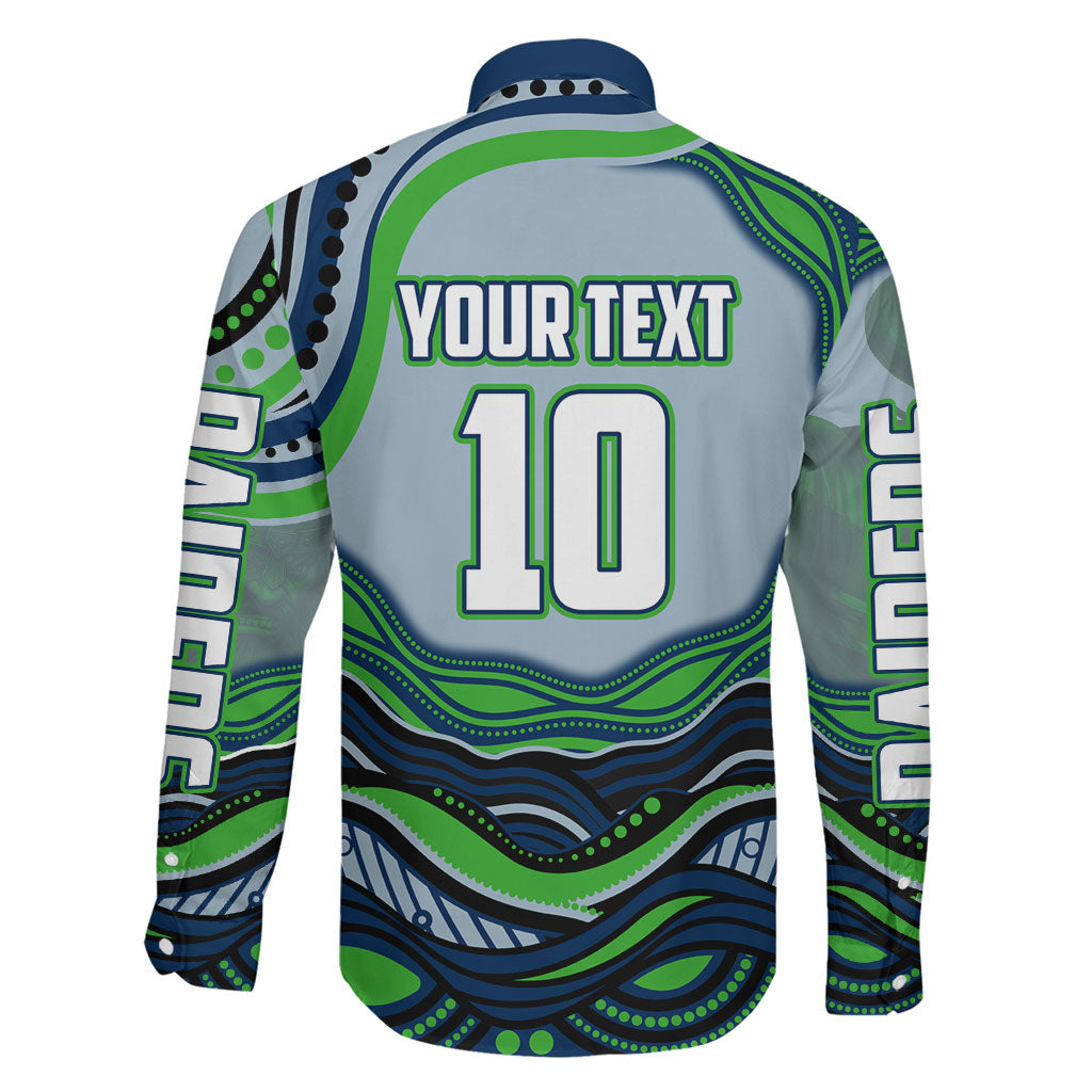 Personalized Canberra Raiders Family Matching Long Sleeve Bodycon Dress and Hawaiian Shirt Aboriginal Dot Art - Dreamtime Rugby Mascot
