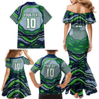 Personalized Canberra Raiders Family Matching Mermaid Dress and Hawaiian Shirt Aboriginal Dot Art - Dreamtime Rugby Mascot