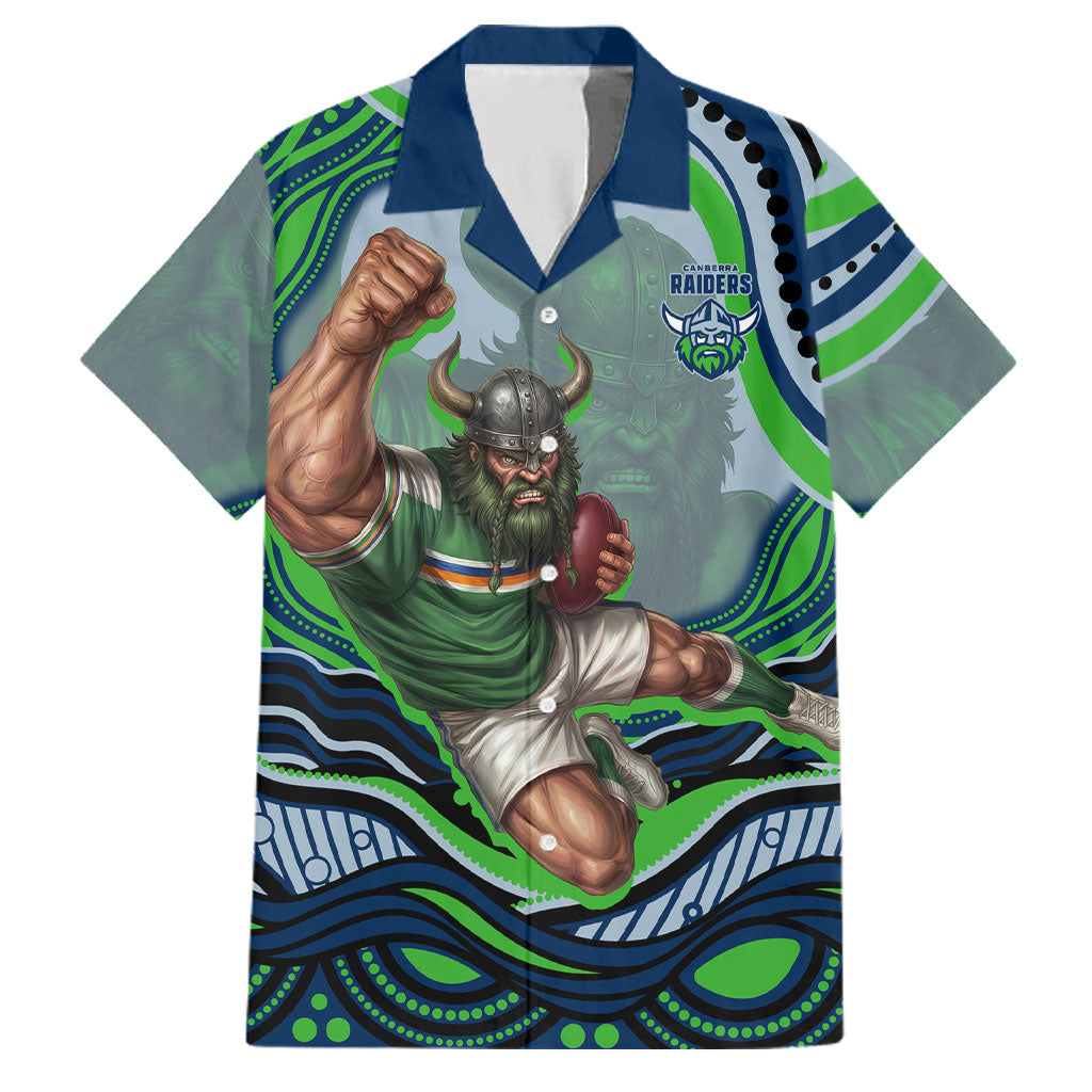 Personalized Canberra Raiders Family Matching Mermaid Dress and Hawaiian Shirt Aboriginal Dot Art - Dreamtime Rugby Mascot