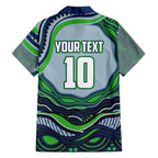 Personalized Canberra Raiders Family Matching Mermaid Dress and Hawaiian Shirt Aboriginal Dot Art - Dreamtime Rugby Mascot