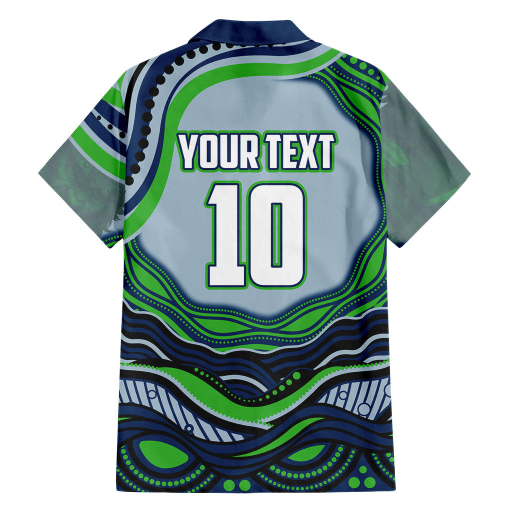 Personalized Canberra Raiders Family Matching Off The Shoulder Long Sleeve Dress and Hawaiian Shirt Aboriginal Dot Art - Dreamtime Rugby Mascot