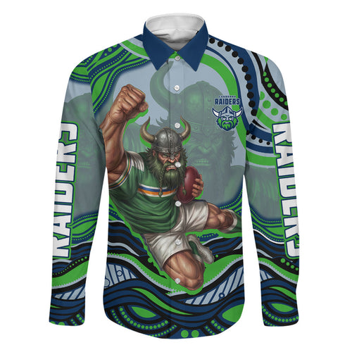 Personalized Canberra Raiders Family Matching Off Shoulder Short Dress and Hawaiian Shirt Aboriginal Dot Art - Dreamtime Rugby Mascot