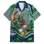Personalized Canberra Raiders Family Matching Puletasi and Hawaiian Shirt Aboriginal Dot Art - Dreamtime Rugby Mascot
