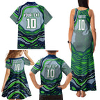 Personalized Canberra Raiders Family Matching Tank Maxi Dress and Hawaiian Shirt Aboriginal Dot Art - Dreamtime Rugby Mascot
