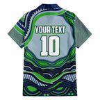 Personalized Canberra Raiders Family Matching Tank Maxi Dress and Hawaiian Shirt Aboriginal Dot Art - Dreamtime Rugby Mascot