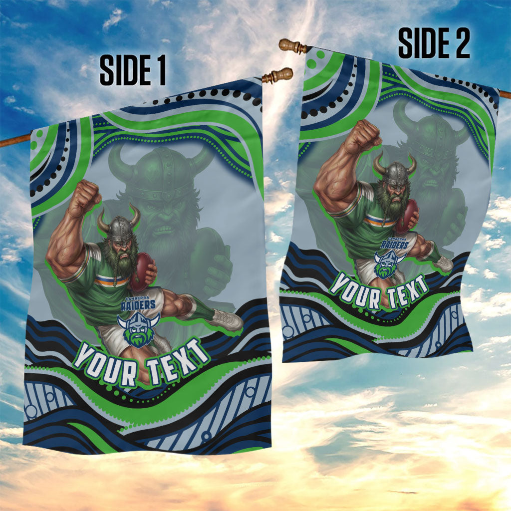 Personalized Canberra Raiders Garden Flag Aboriginal Dot Art - Dreamtime Rugby Mascot