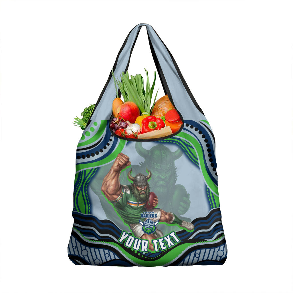 Personalized Canberra Raiders Grocery Bag Aboriginal Dot Art - Dreamtime Rugby Mascot