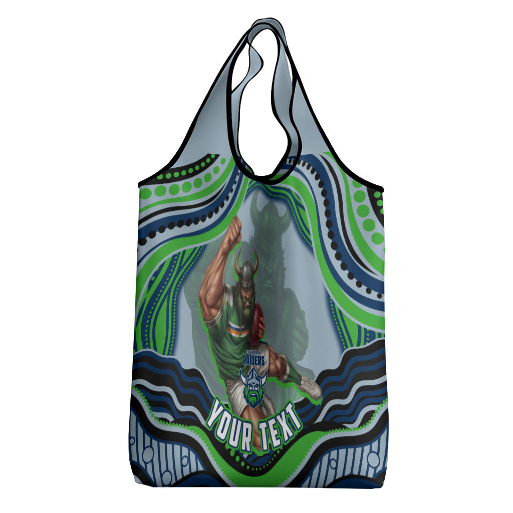 Personalized Canberra Raiders Grocery Bag Aboriginal Dot Art - Dreamtime Rugby Mascot