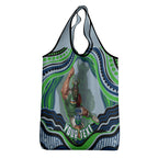 Personalized Canberra Raiders Grocery Bag Aboriginal Dot Art - Dreamtime Rugby Mascot