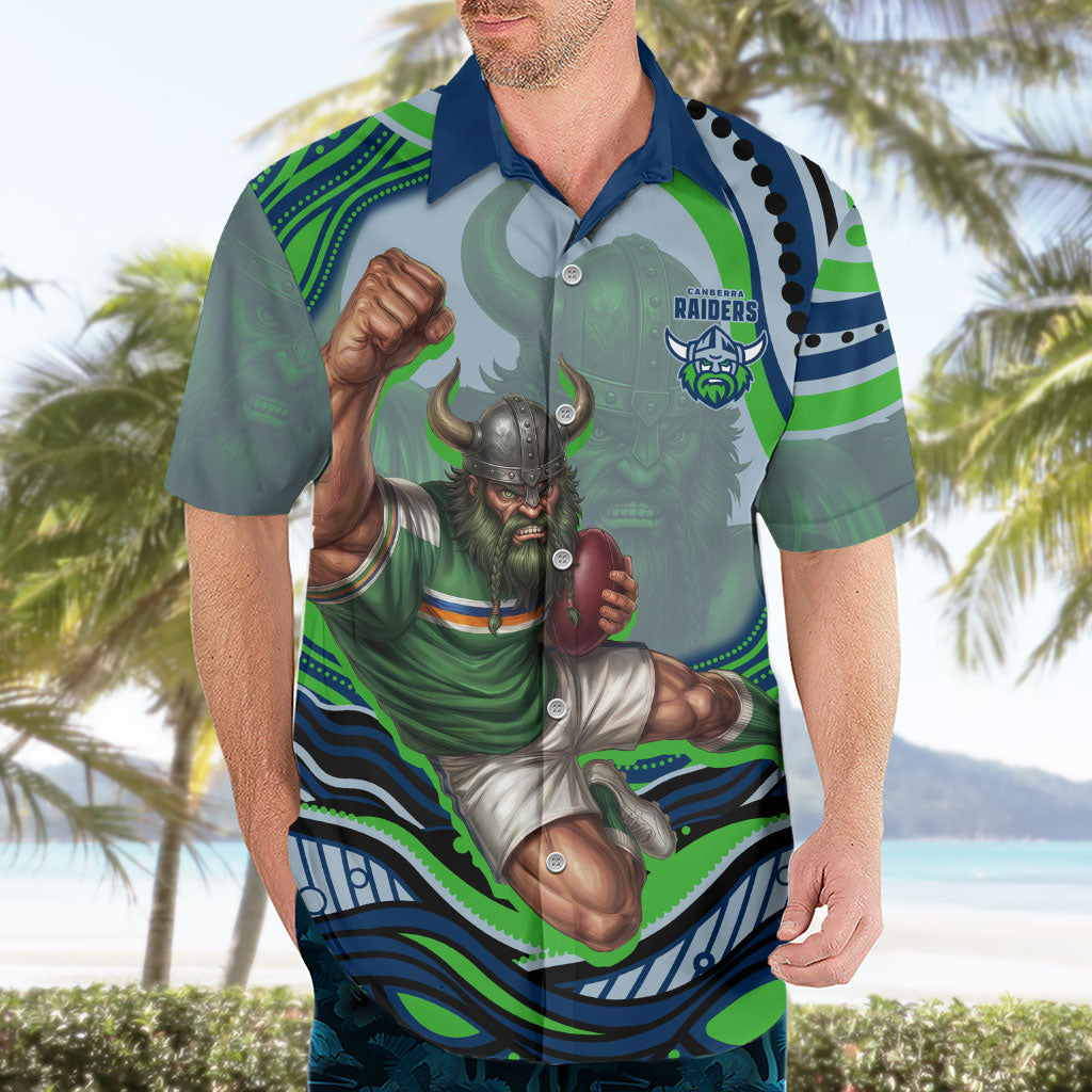 Personalized Canberra Raiders Hawaiian Shirt Aboriginal Dot Art - Dreamtime Rugby Mascot