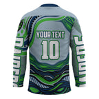 Personalized Canberra Raiders Hockey Jersey Aboriginal Dot Art - Dreamtime Rugby Mascot