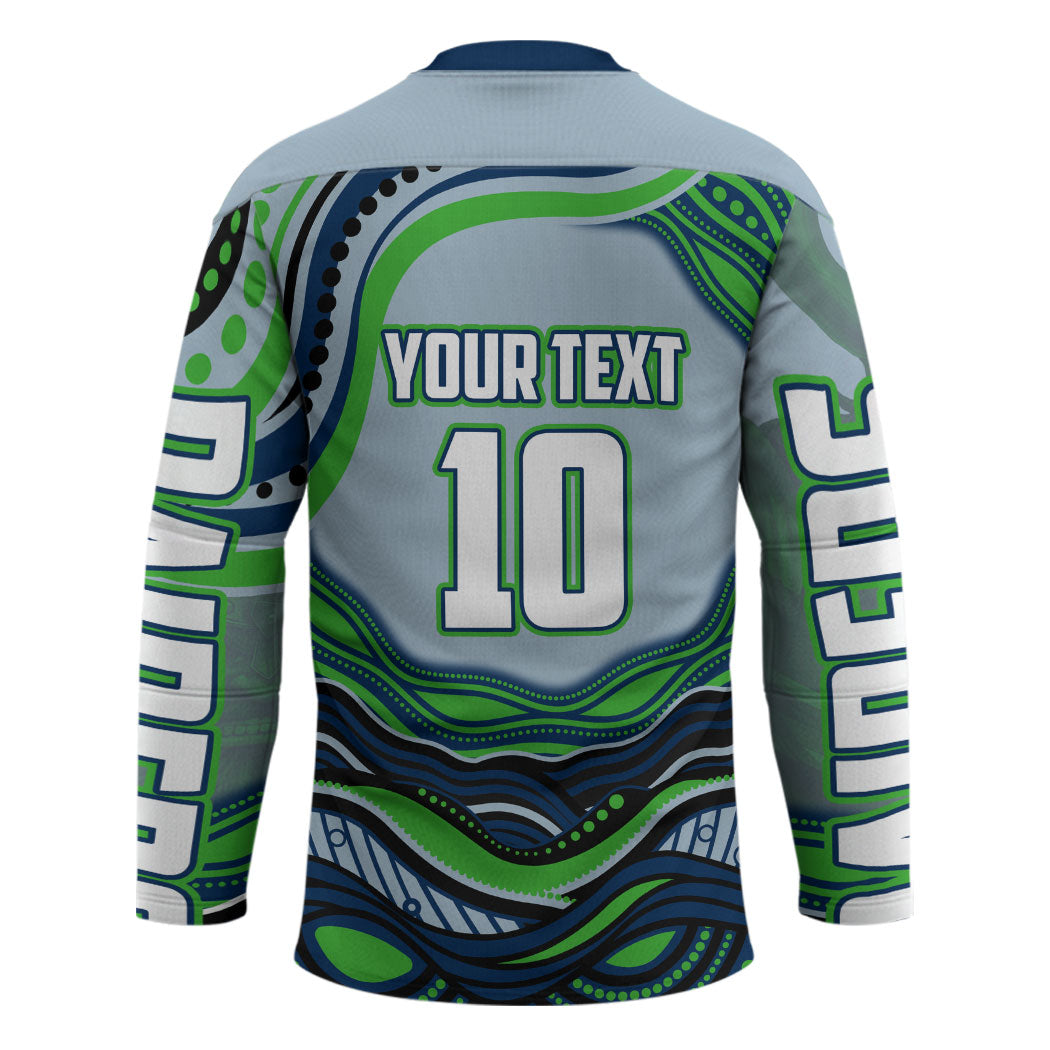 Personalized Canberra Raiders Hockey Jersey Aboriginal Dot Art - Dreamtime Rugby Mascot