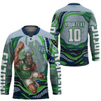 Personalized Canberra Raiders Hockey Jersey Aboriginal Dot Art - Dreamtime Rugby Mascot