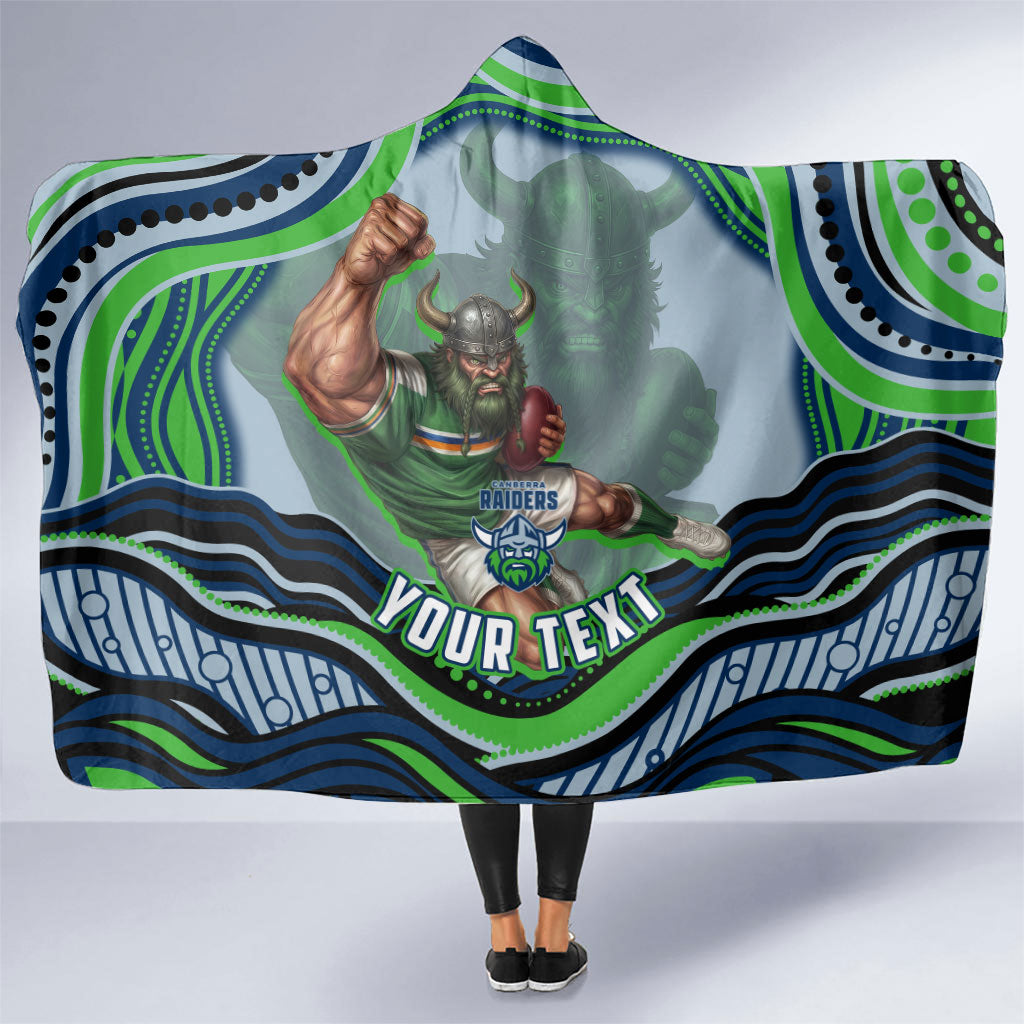 Personalized Canberra Raiders Hooded Blanket Aboriginal Dot Art - Dreamtime Rugby Mascot