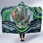 Personalized Canberra Raiders Hooded Blanket Aboriginal Dot Art - Dreamtime Rugby Mascot