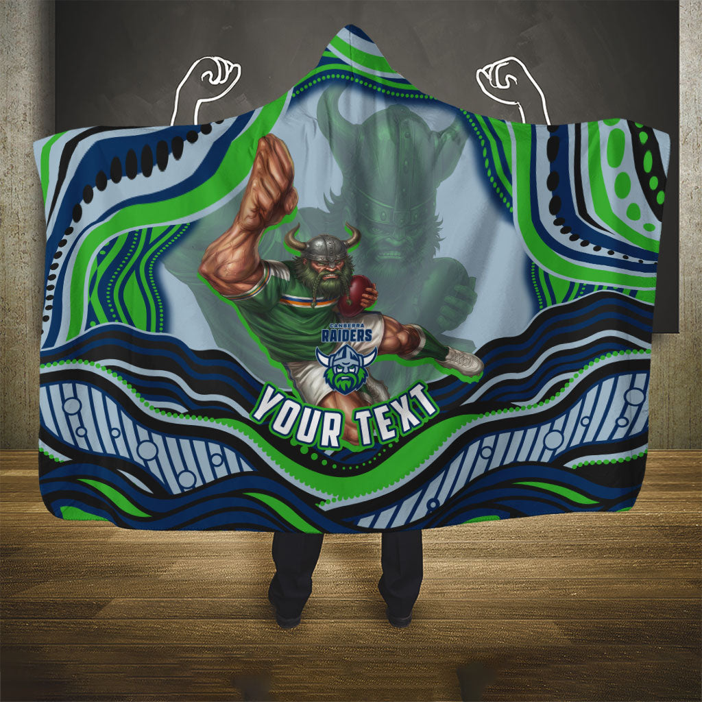 Personalized Canberra Raiders Hooded Blanket Aboriginal Dot Art - Dreamtime Rugby Mascot