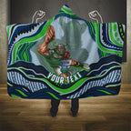 Personalized Canberra Raiders Hooded Blanket Aboriginal Dot Art - Dreamtime Rugby Mascot