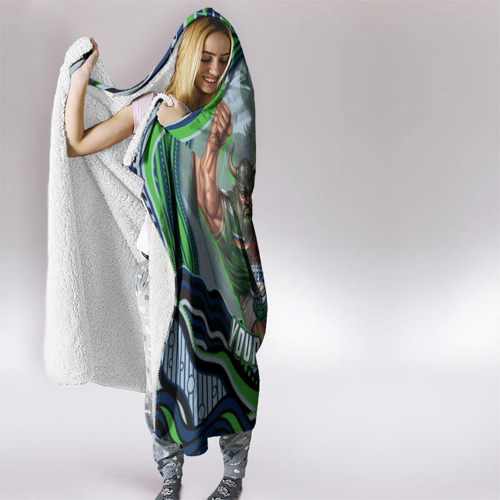 Personalized Canberra Raiders Hooded Blanket Aboriginal Dot Art - Dreamtime Rugby Mascot