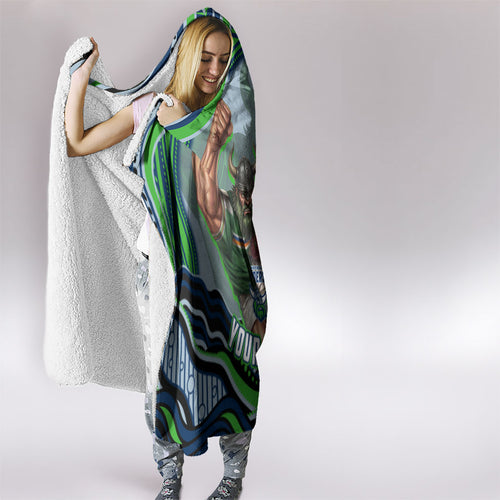 Personalized Canberra Raiders Hooded Blanket Aboriginal Dot Art - Dreamtime Rugby Mascot