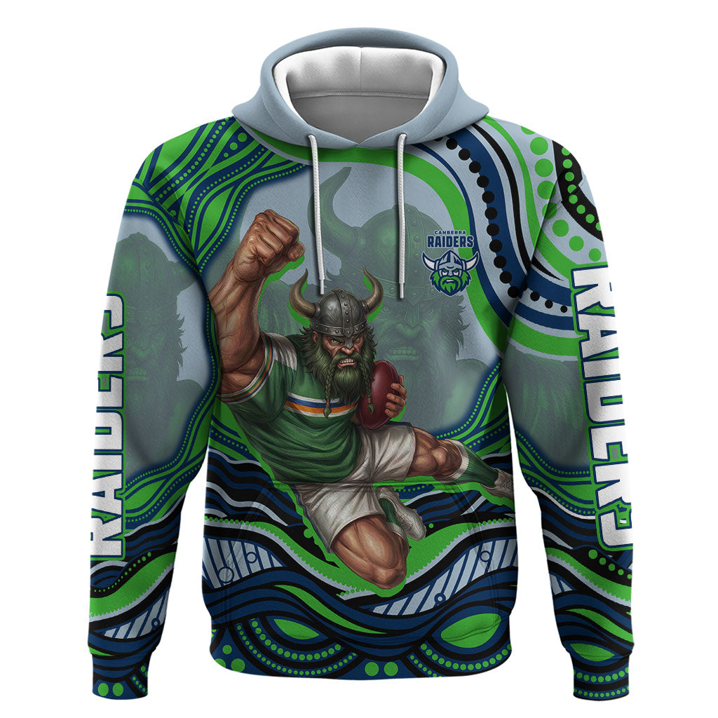 Personalized Canberra Raiders Hoodie Aboriginal Dot Art - Dreamtime Rugby Mascot