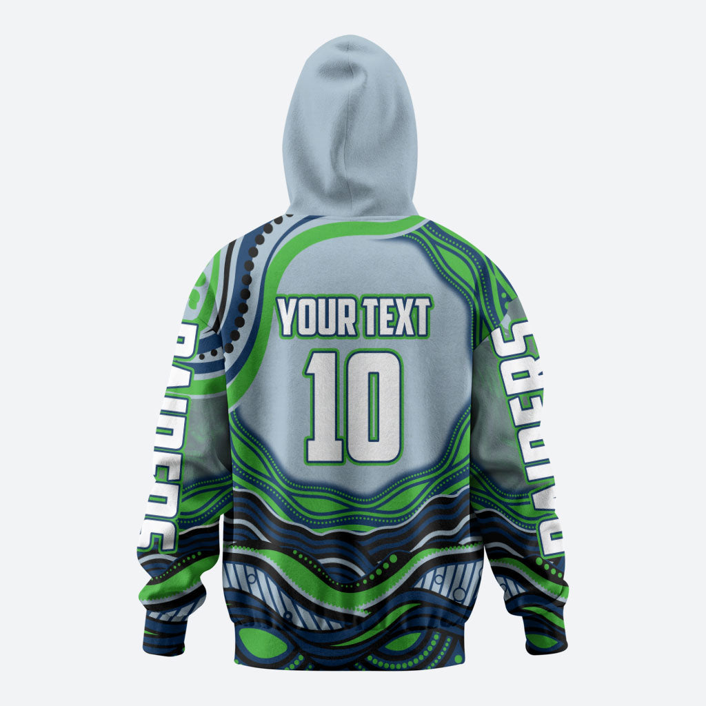 Personalized Canberra Raiders Hoodie Aboriginal Dot Art - Dreamtime Rugby Mascot