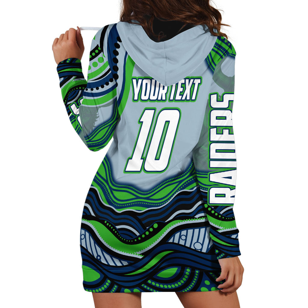 Personalized Canberra Raiders Hoodie Dress Aboriginal Dot Art - Dreamtime Rugby Mascot