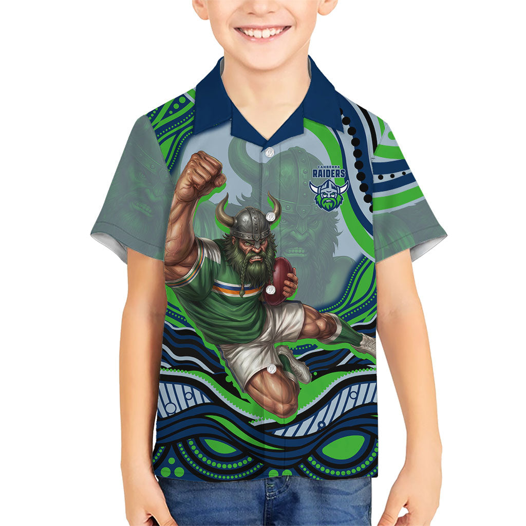 Personalized Canberra Raiders Kid Hawaiian Shirt Aboriginal Dot Art - Dreamtime Rugby Mascot