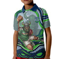 Personalized Canberra Raiders Kid Polo Shirt Aboriginal Dot Art - Dreamtime Rugby Mascot