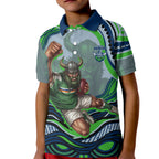 Personalized Canberra Raiders Kid Polo Shirt Aboriginal Dot Art - Dreamtime Rugby Mascot