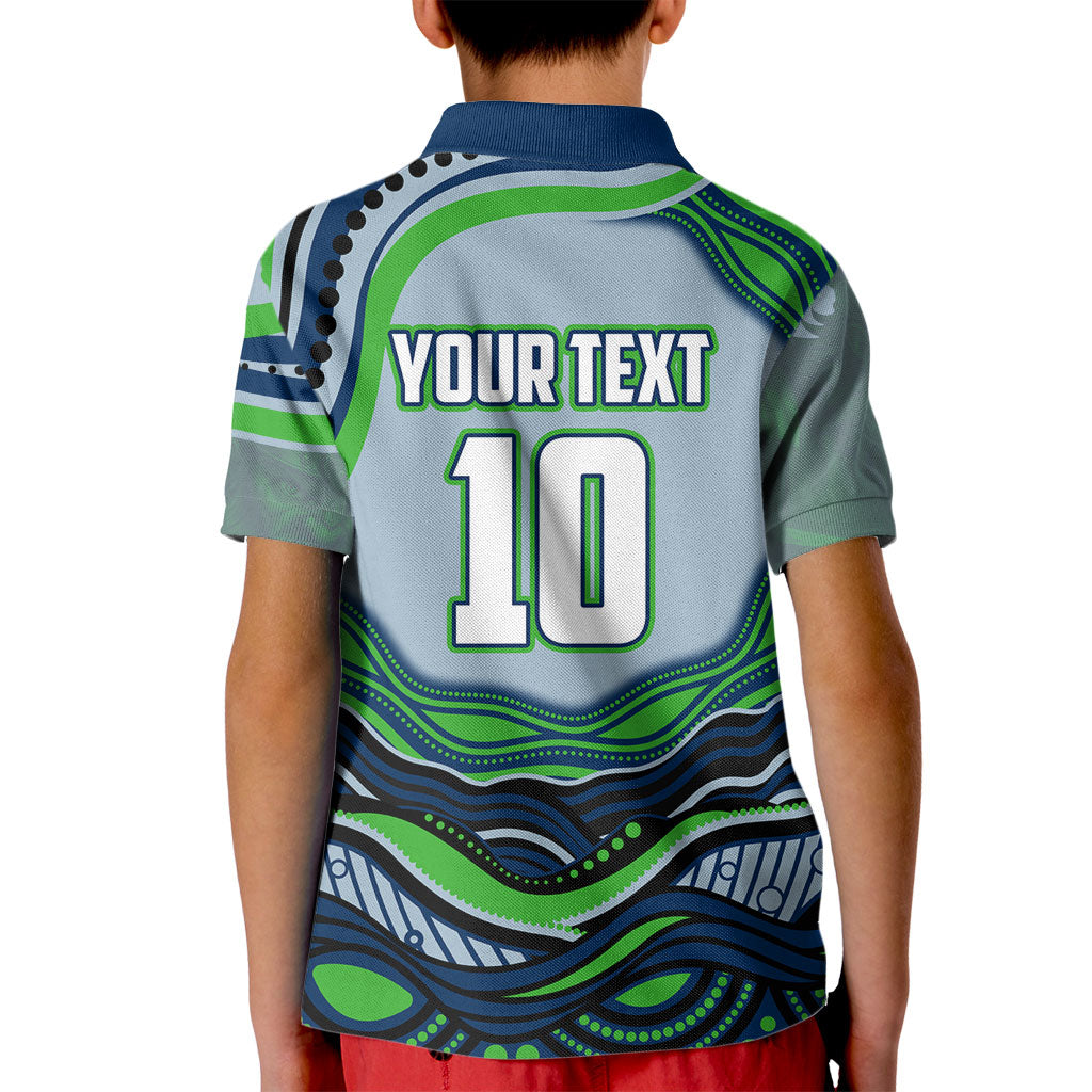 Personalized Canberra Raiders Kid Polo Shirt Aboriginal Dot Art - Dreamtime Rugby Mascot
