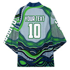 Personalized Canberra Raiders Kimono Aboriginal Dot Art - Dreamtime Rugby Mascot