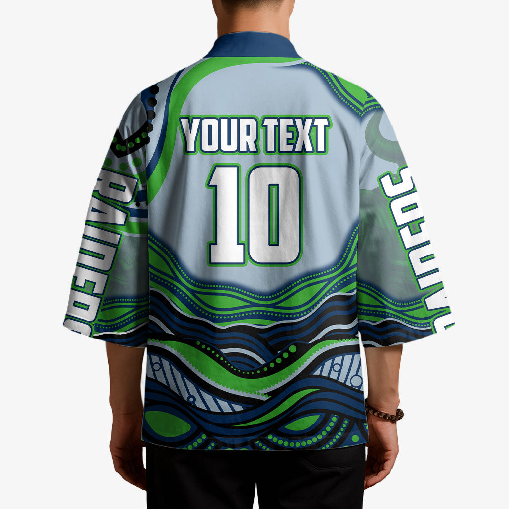 Personalized Canberra Raiders Kimono Aboriginal Dot Art - Dreamtime Rugby Mascot
