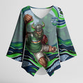 Personalized Canberra Raiders Kimono Sleeve Blouse Aboriginal Dot Art - Dreamtime Rugby Mascot